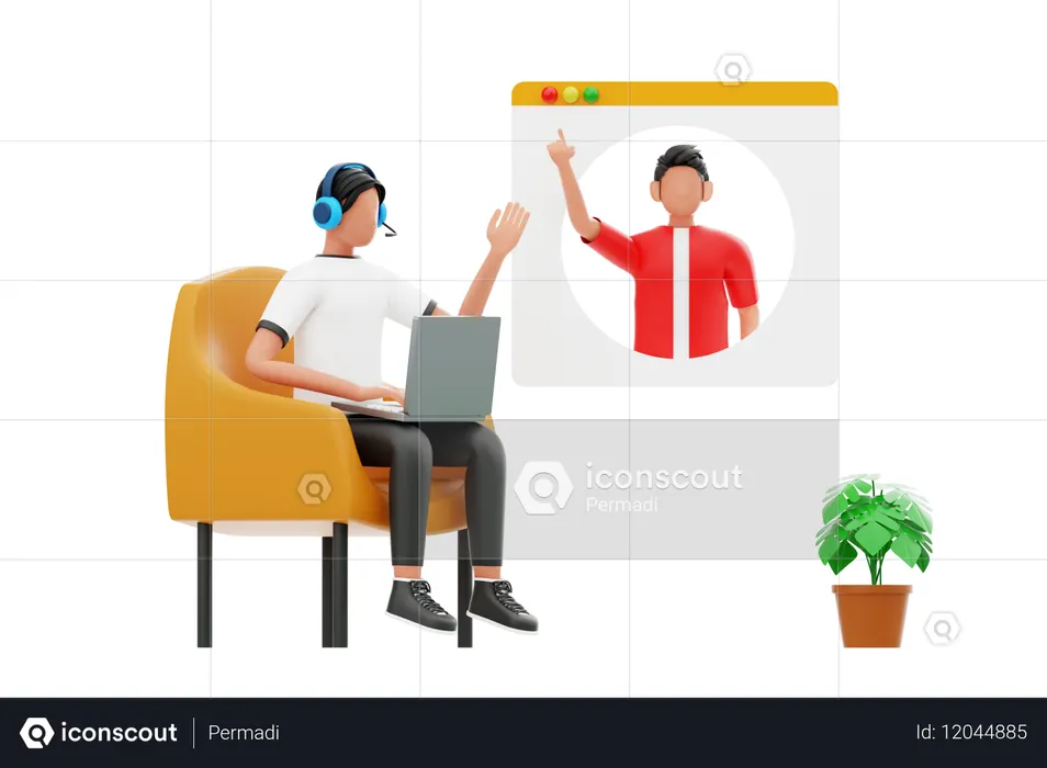 Man Working With Client Support  3D Illustration