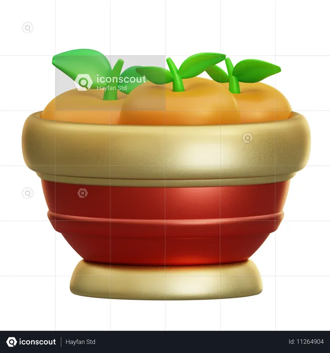 Mandarin Oranges Pot  3D Icon