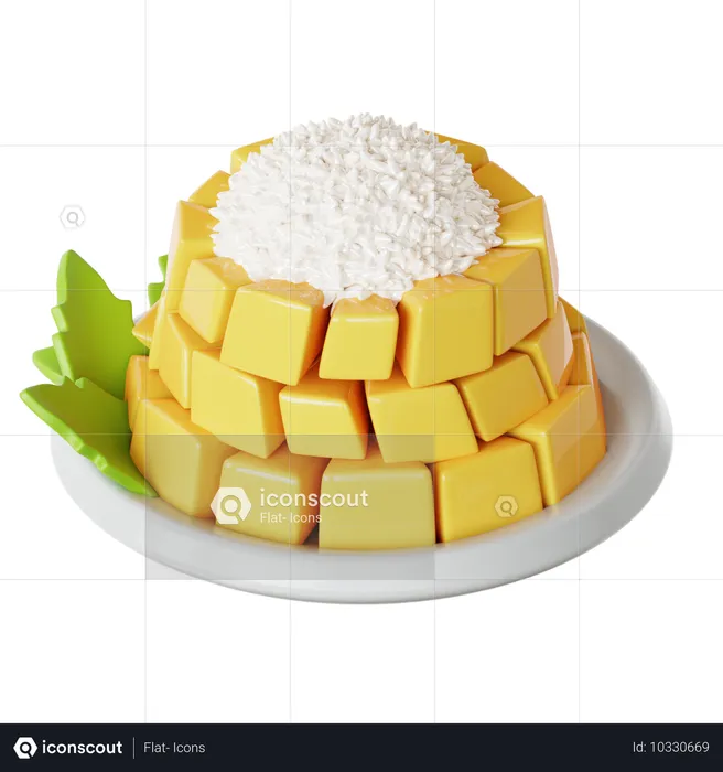 Klebreis mit Mango  3D Icon