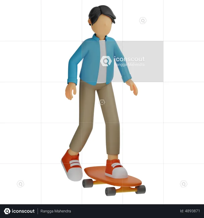 Mann reitet auf Skateboard  3D Illustration