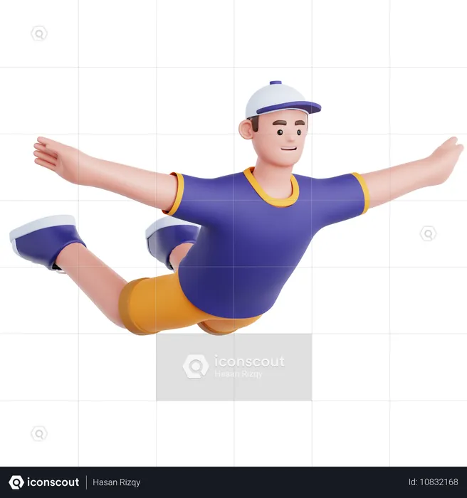 Mann fliegen Pose  3D Illustration