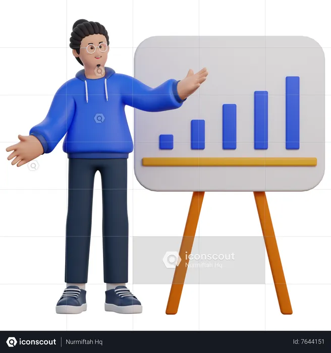 Mann macht Analyse Präsentation  3D Icon