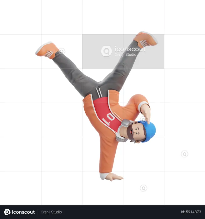 Mann macht Breakdance  3D Illustration