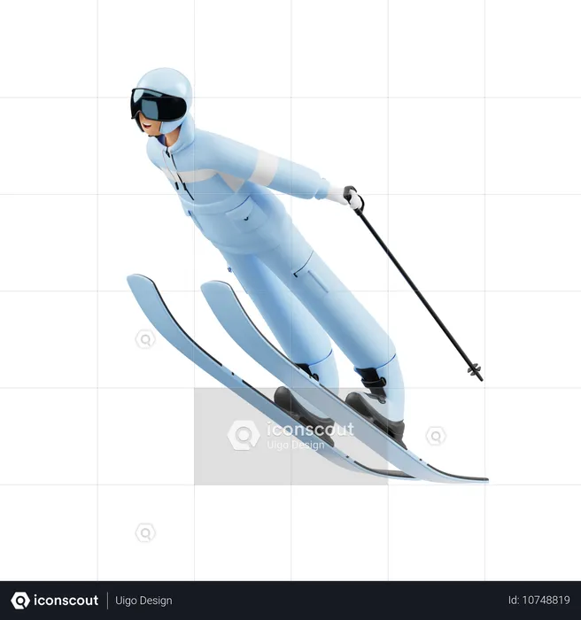 Mann beim Skispringen  3D Illustration