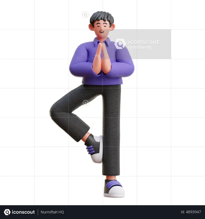 Mann macht Yoga  3D Icon