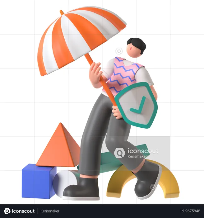 Mann mit Lebensversicherung  3D Illustration