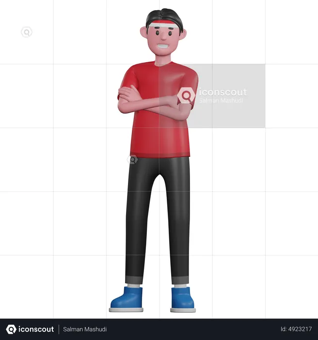 Mann mit verschränkten Armen pose  3D Illustration