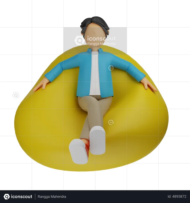 Mann sitzt auf Sitzsack  3D Illustration