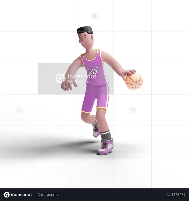 Mann spielt Basketball  3D Illustration