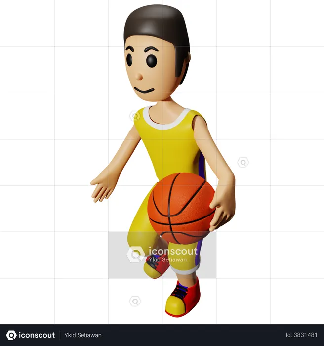 Mann spielt Basketball  3D Illustration