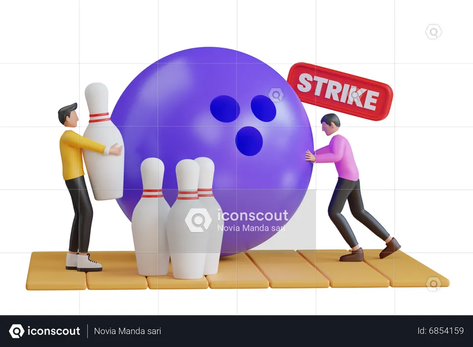 Mann spielt Bowling  3D Illustration