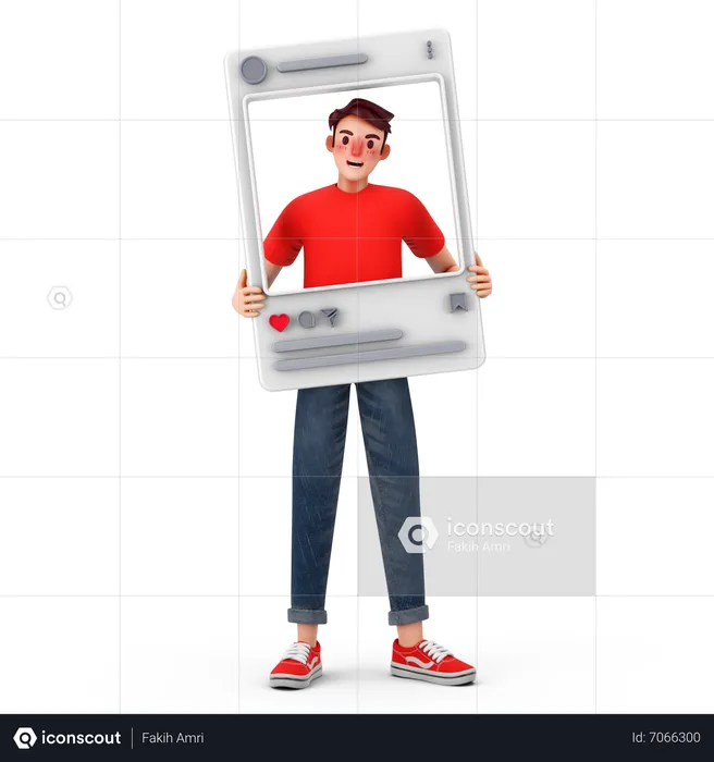 Mann in sozialen Medien verfügbar  3D Illustration