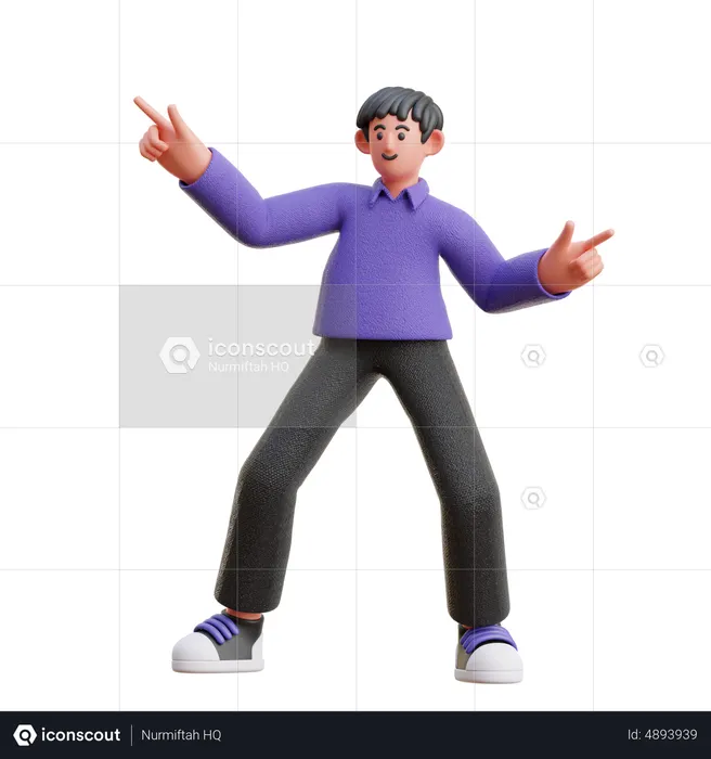 Mann zeigt mit dem Finger  3D Icon
