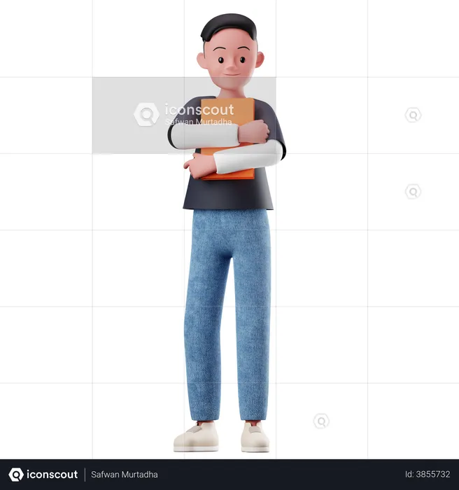 Männliche Figur die ein Buch hält  3D Illustration