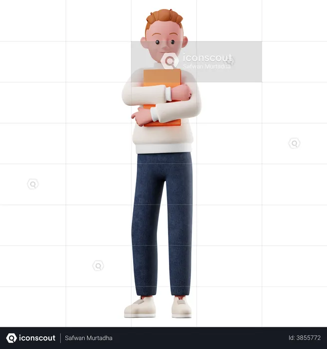 Männliche Figur die ein Buch hält  3D Illustration