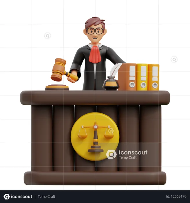 Männlicher Anwalt am Tisch  3D Icon