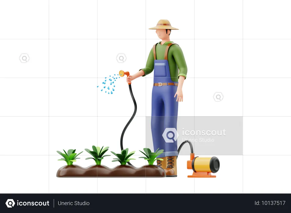 Männlicher Landwirt mit nachhaltiger Landwirtschaft  3D Illustration