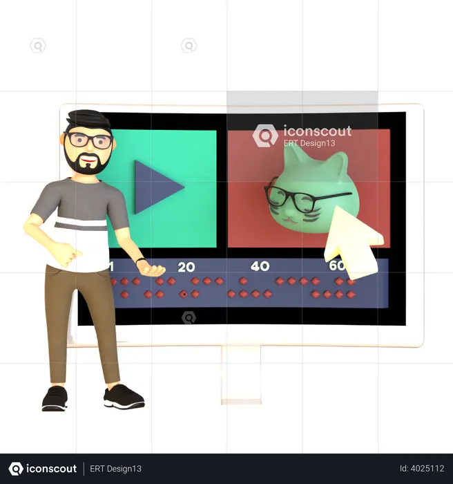 Männlicher Videoeditor  3D Illustration