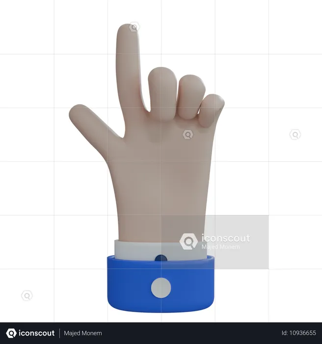 Mano de hombre de negocios apuntando hacia arriba con el pulgar, mano blanca Emoji 3D Icon