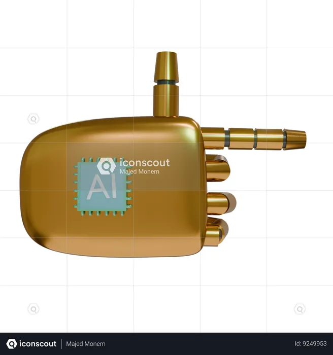 Mano Robot ApuntandoDerecha Bronce  3D Icon