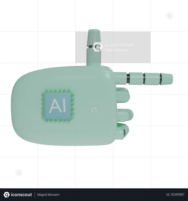 Mano Robot ApuntandoDerecha Verde Menta  3D Icon