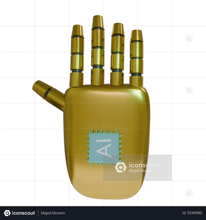 Mano Robot HandUp Oro  3D Icon