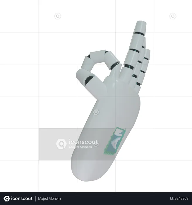 Mano Robot OK Blanco  3D Icon