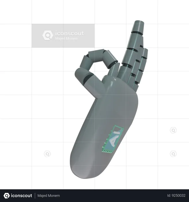 Mano Robot OK Gris  3D Icon