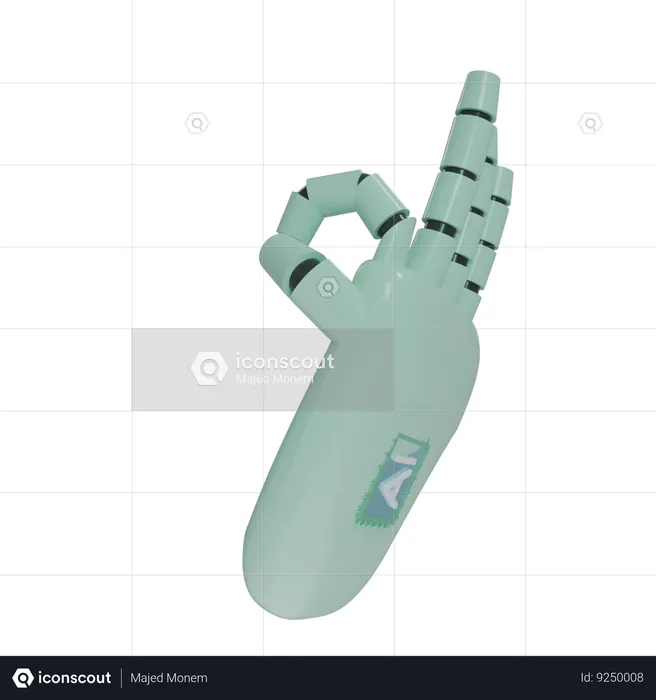 Mano Robot OK Verde Menta  3D Icon