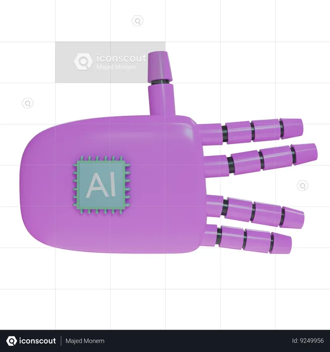 Mano Robot Signo Extraño Magenta  3D Icon