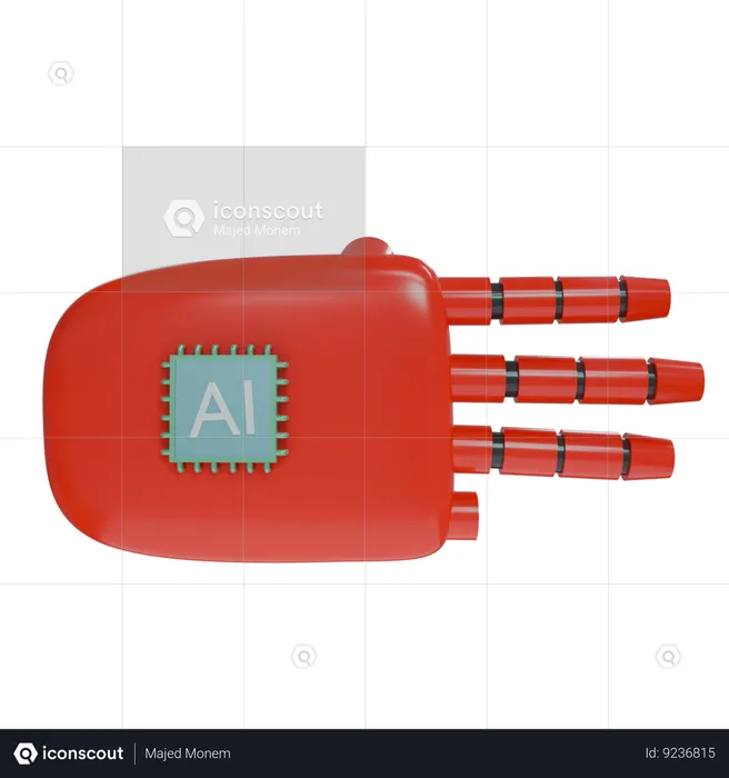 Mano Robot Tres Dedos Rojo  3D Icon