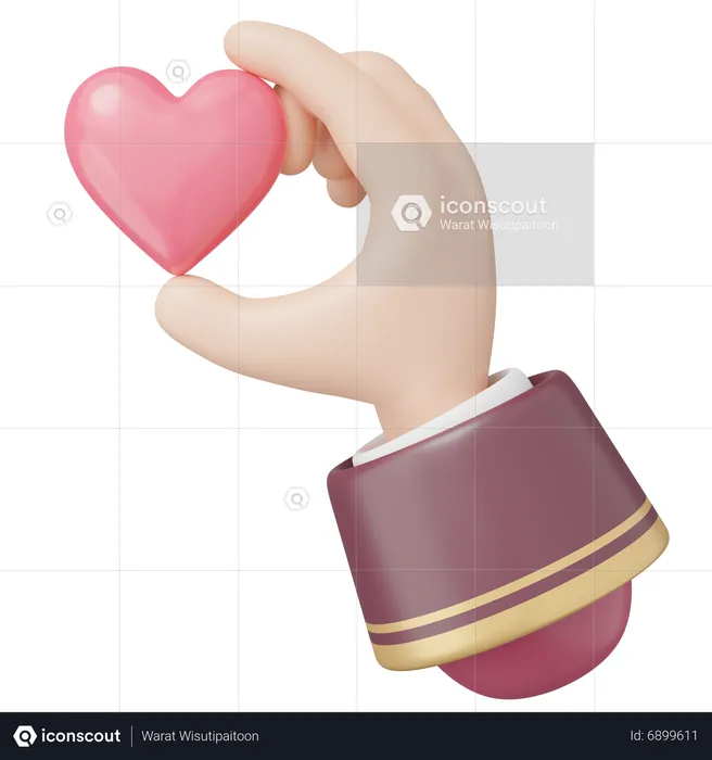 Mano sosteniendo el corazón  3D Icon