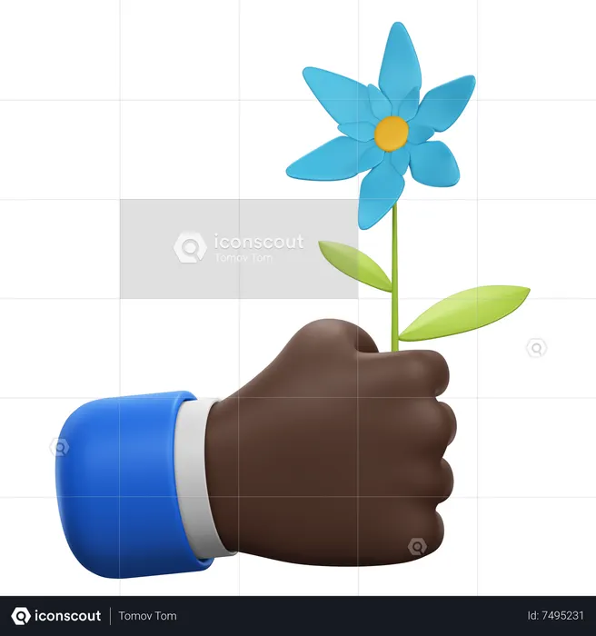 Mano sosteniendo la flor  3D Icon