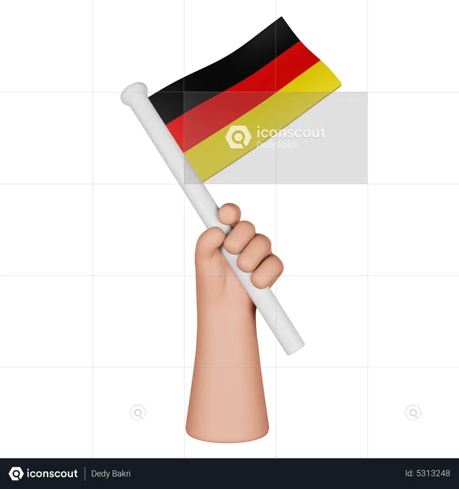 Mano sosteniendo la bandera de alemania Flag 3D Icon