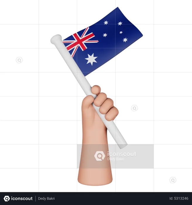 Mano sosteniendo la bandera de australia Flag 3D Icon