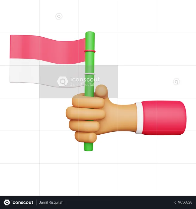 Mano sosteniendo la bandera de indonesia  3D Icon