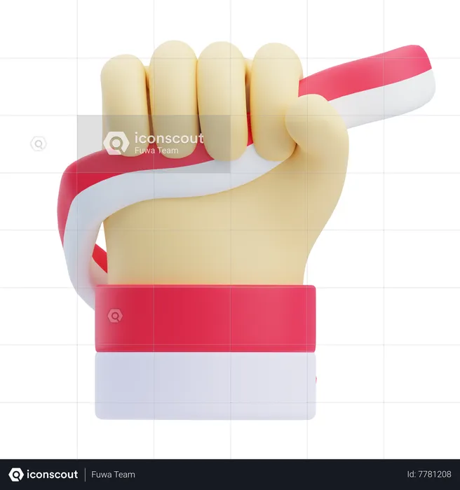 Mano sosteniendo la bandera de indonesia  3D Icon