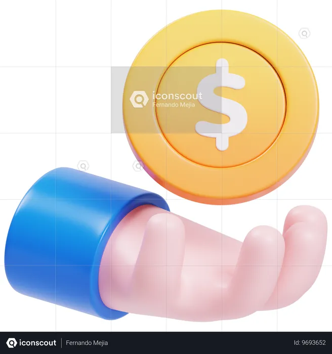 Mano sosteniendo moneda  3D Icon