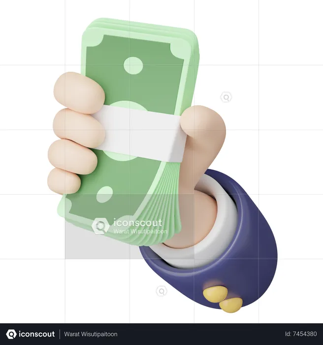 Mano sosteniendo el paquete de dinero  3D Icon