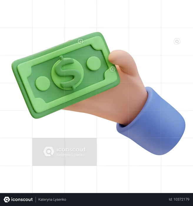 Mano sosteniendo un billete de dinero  3D Icon