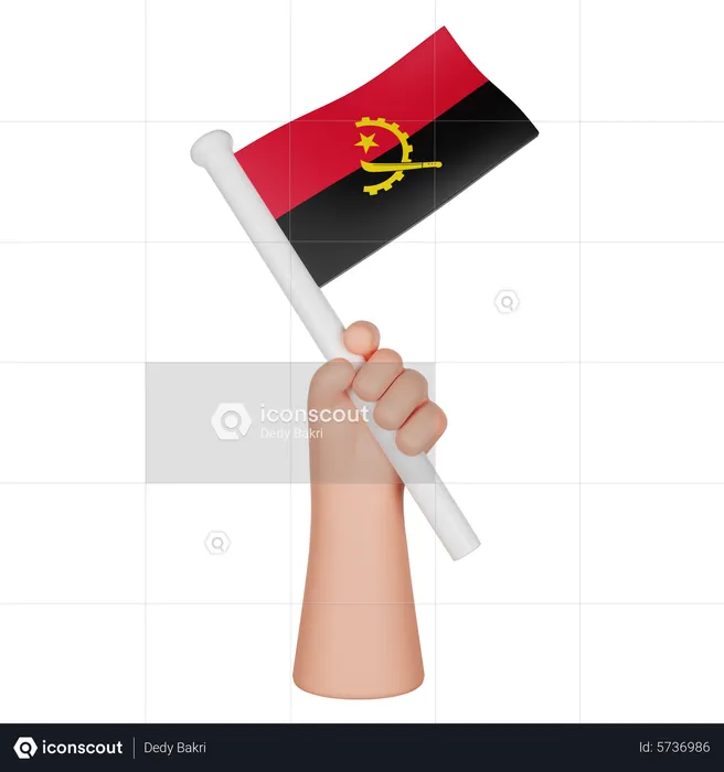 Mano sosteniendo una bandera de angola Flag 3D Icon