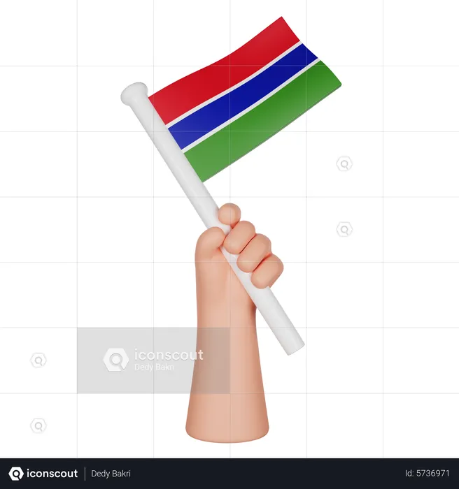 Mano sosteniendo una bandera de gambia Flag 3D Icon