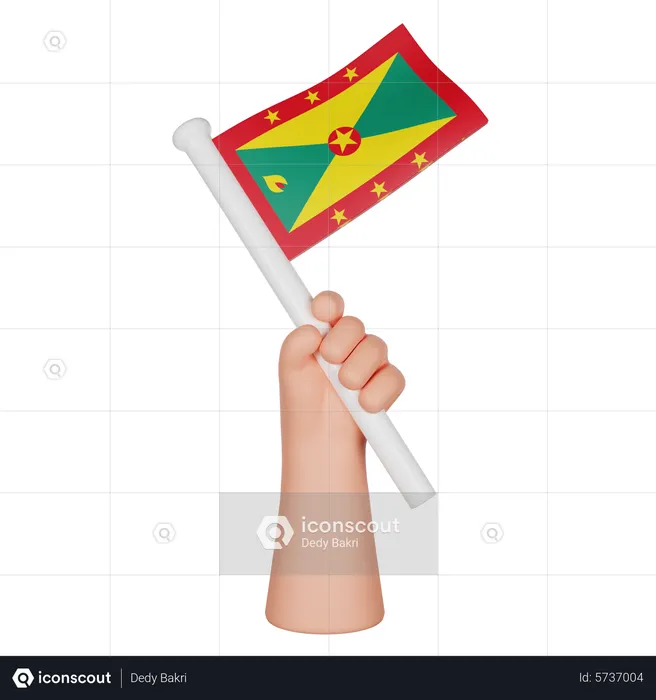 Mano sosteniendo una bandera de granada Flag 3D Icon