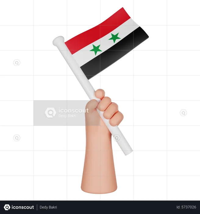 Mano sosteniendo una bandera de siria Flag 3D Icon