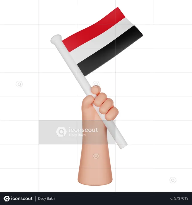 Mano sosteniendo una bandera de yemen Flag 3D Icon