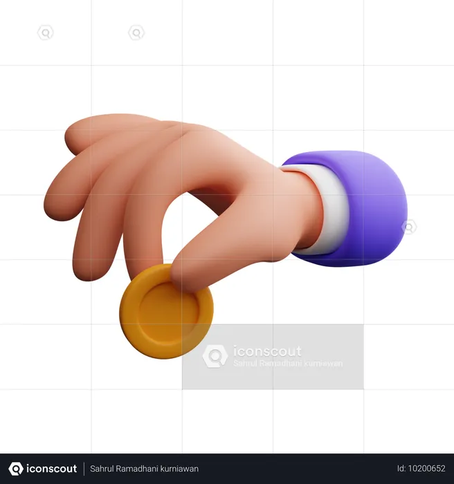 Mano sosteniendo moneda  3D Icon