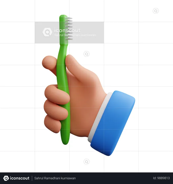 Mano sosteniendo el cepillo de dientes  3D Icon