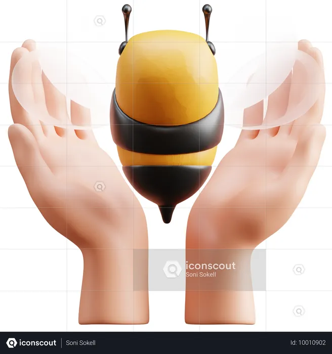 Mano y abeja  3D Icon