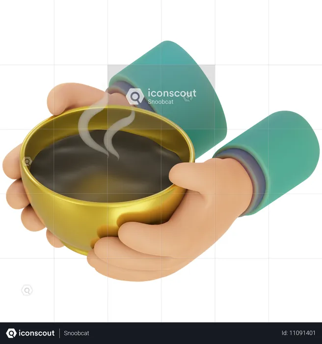 Mano compartiendo comida  3D Icon