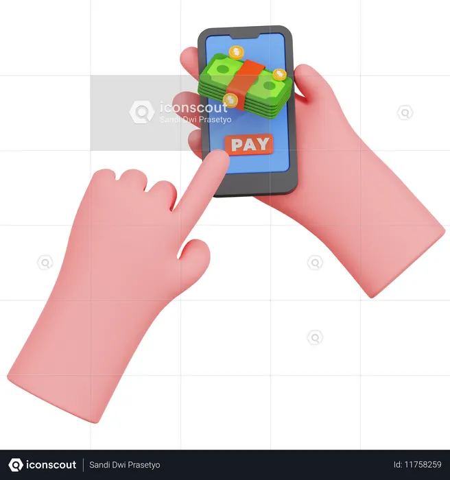 Manos con pago móvil  3D Icon